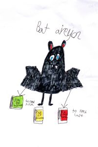 Child's picture of a bat.