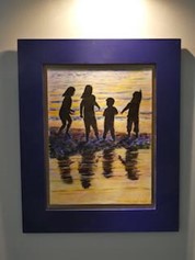 Painting of children on a beach