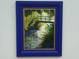 Painting of a bridge over a stream